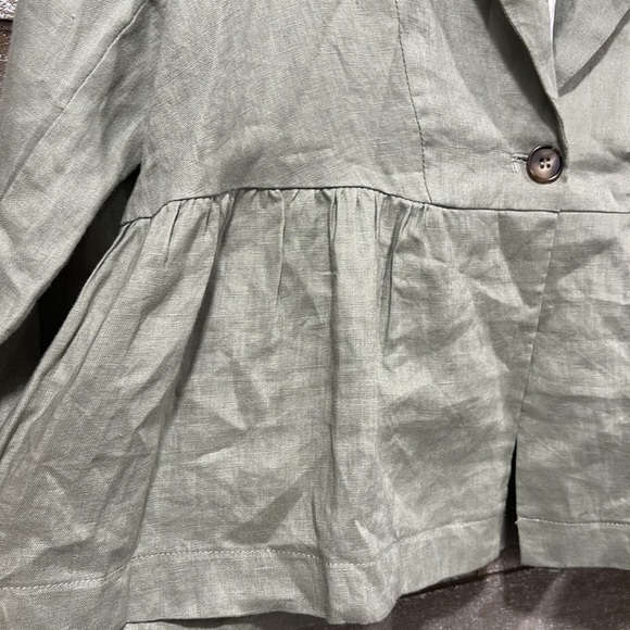 Anthropologie Dolan 100% linen babydoll sage green blazer size M - Picture 6 of 10